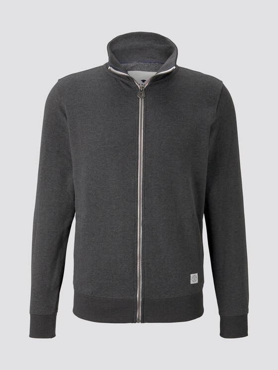 Sweatjack met opstaande kraag - Mannen - Black Grey Melange Sweatjack met opstaande kraag - Mannen - Black Grey Melange - 7 - TOM TAILOR