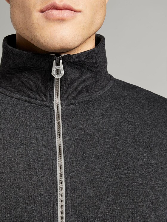 Sweatjack met opstaande kraag - Mannen - Black Grey Melange Sweatjack met opstaande kraag - Mannen - Black Grey Melange - 9 - TOM TAILOR