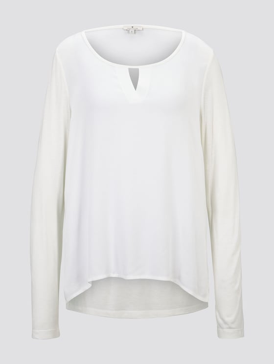 Long-sleeved shirt with V-opening - Women - Whisper White Long-sleeved shirt with V-opening - Women - Whisper White - 7 - TOM TAILOR
