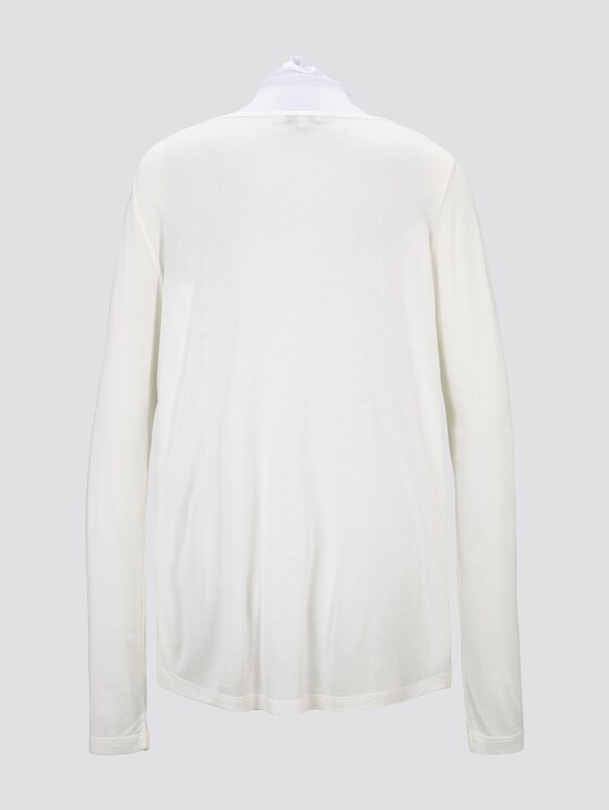 Long-sleeved shirt with V-opening - Women - Whisper White Long-sleeved shirt with V-opening - Women - Whisper White - 8 - TOM TAILOR