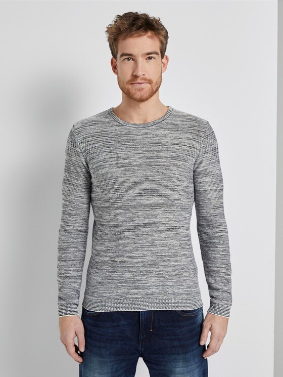 Fein gestreifter Pullover - Männer - grey shades mouline Fein gestreifter Pullover - Männer - grey shades mouline - 1 - TOM TAILOR