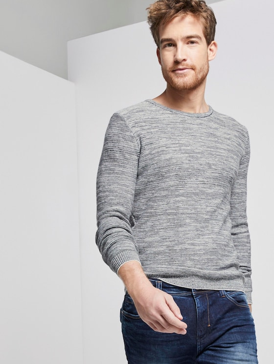 Fein gestreifter Pullover - Männer - grey shades mouline Fein gestreifter Pullover - Männer - grey shades mouline - 5 - TOM TAILOR