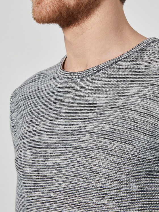 Fein gestreifter Pullover - Männer - grey shades mouline Fein gestreifter Pullover - Männer - grey shades mouline - 9 - TOM TAILOR
