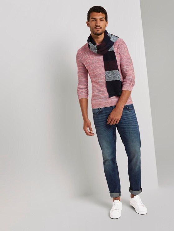 Fine striped sweater - Men - red blue mouline Fine striped sweater - Men - red blue mouline - 3 - TOM TAILOR