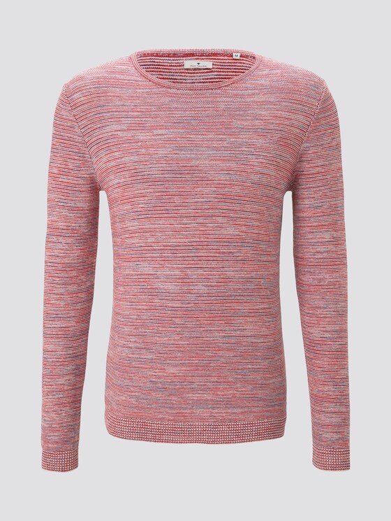 Fine striped sweater - Men - red blue mouline Fine striped sweater - Men - red blue mouline - 7 - TOM TAILOR