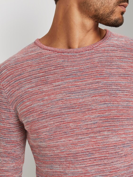 Fine striped sweater - Men - red blue mouline Fine striped sweater - Men - red blue mouline - 9 - TOM TAILOR