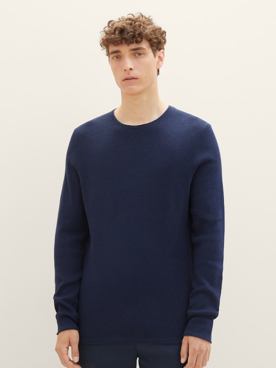 Strukturierter Pullover - Männer - Sky Captain Blue Non-Solid Strukturierter Pullover - Männer - Sky Captain Blue Non-Solid - 1 - TOM TAILOR Denim