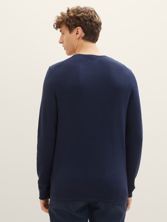 Strukturierter Pullover - Männer - Sky Captain Blue Non-Solid Strukturierter Pullover - Männer - Sky Captain Blue Non-Solid - 2 - TOM TAILOR Denim