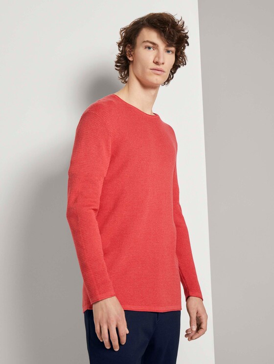 Strukturierter Pullover - Männer - blush berry melange Strukturierter Pullover - Männer - blush berry melange - 1 - TOM TAILOR Denim