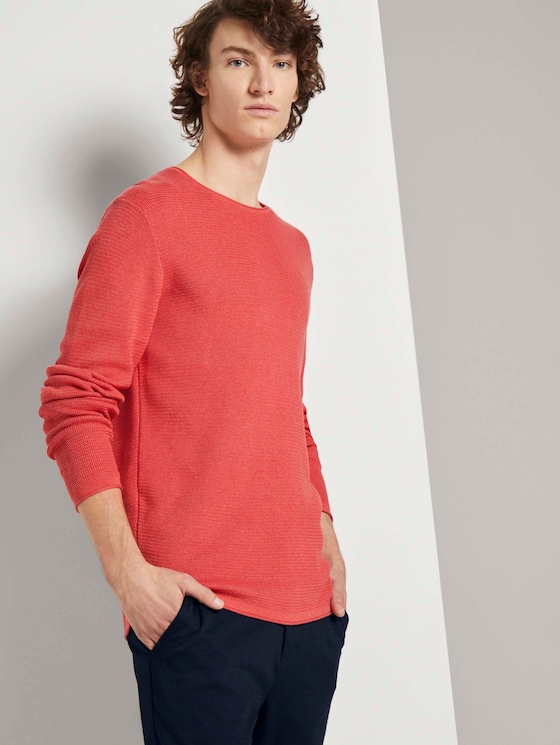 Strukturierter Pullover - Männer - blush berry melange Strukturierter Pullover - Männer - blush berry melange - 5 - TOM TAILOR Denim