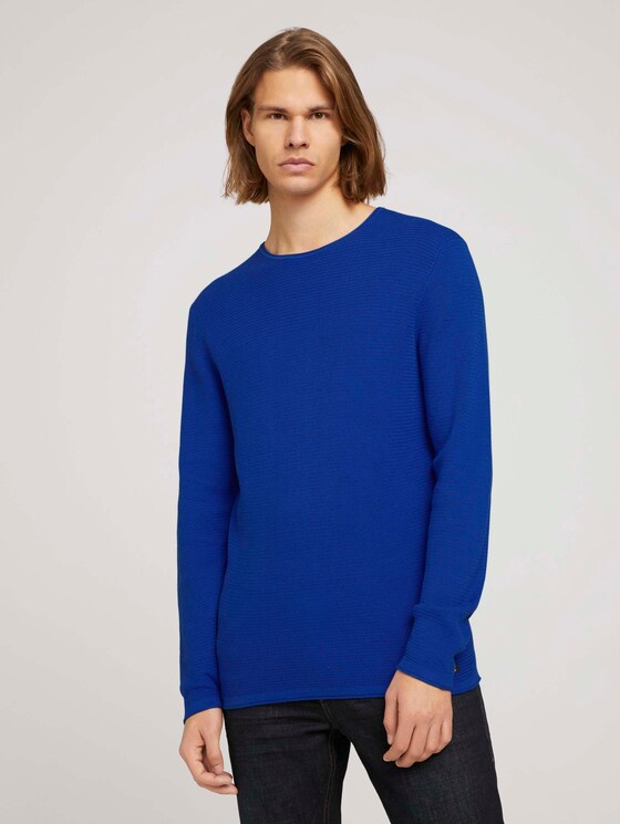 Strukturierter Pullover - Männer - active blue melange Strukturierter Pullover - Männer - active blue melange - 1 - TOM TAILOR Denim