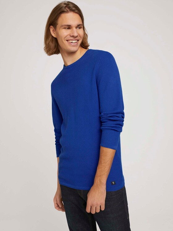 Strukturierter Pullover - Männer - active blue melange Strukturierter Pullover - Männer - active blue melange - 5 - TOM TAILOR Denim