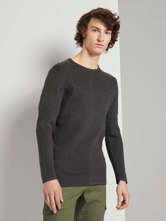 Strukturierter Pullover - Männer - dim anthracite melange Strukturierter Pullover - Männer - dim anthracite melange - 1 - TOM TAILOR Denim