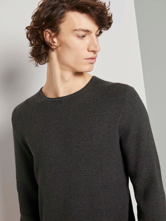 Strukturierter Pullover - Männer - dim anthracite melange Strukturierter Pullover - Männer - dim anthracite melange - 9 - TOM TAILOR Denim