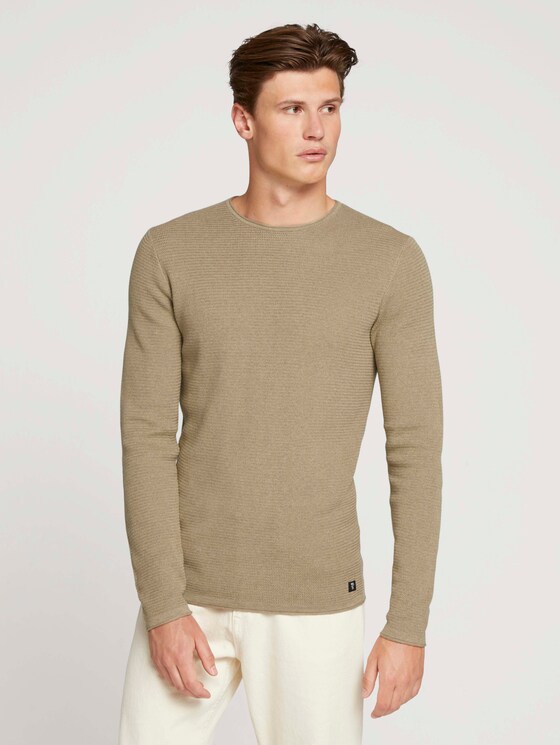 Strukturierter Pullover - Männer - soft pale khaki melange Strukturierter Pullover - Männer - soft pale khaki melange - 1 - TOM TAILOR Denim