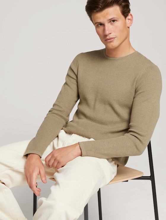 Strukturierter Pullover - Männer - soft pale khaki melange Strukturierter Pullover - Männer - soft pale khaki melange - 5 - TOM TAILOR Denim