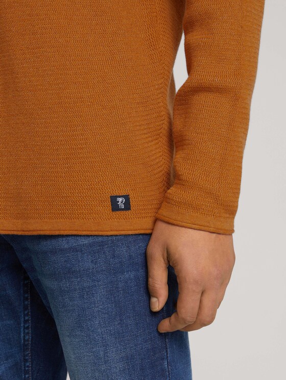 Strukturierter Pullover - Männer - cognac brown melange Strukturierter Pullover - Männer - cognac brown melange - 10 - TOM TAILOR Denim