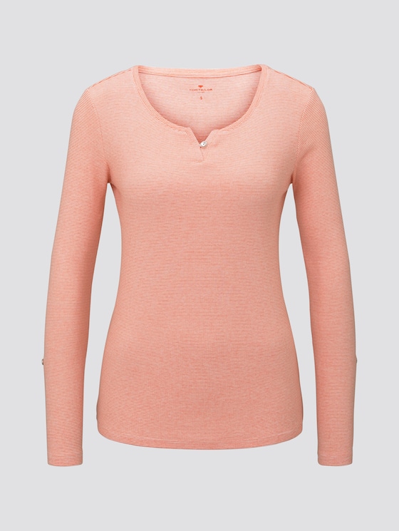 gestreiftes Henley-Shirt - Frauen - orange offwhite small stripe gestreiftes Henley-Shirt - Frauen - orange offwhite small stripe - 7 - TOM TAILOR