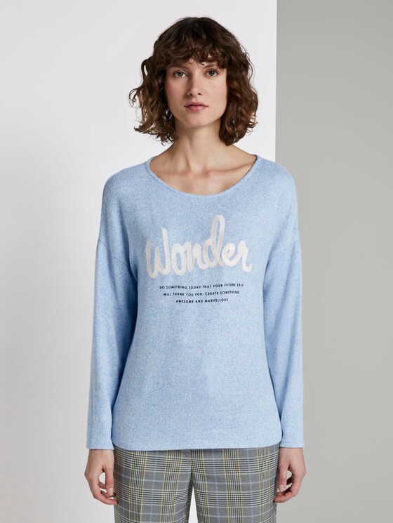 Langarmshirt mit Print - Frauen - sicilian blue melange Langarmshirt mit Print - Frauen - sicilian blue melange - 1 - TOM TAILOR
