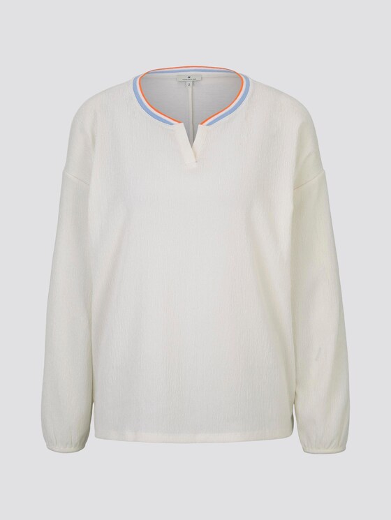 Langarmshirt im Materialmix - Frauen - Whisper White Langarmshirt im Materialmix - Frauen - Whisper White - 7 - TOM TAILOR