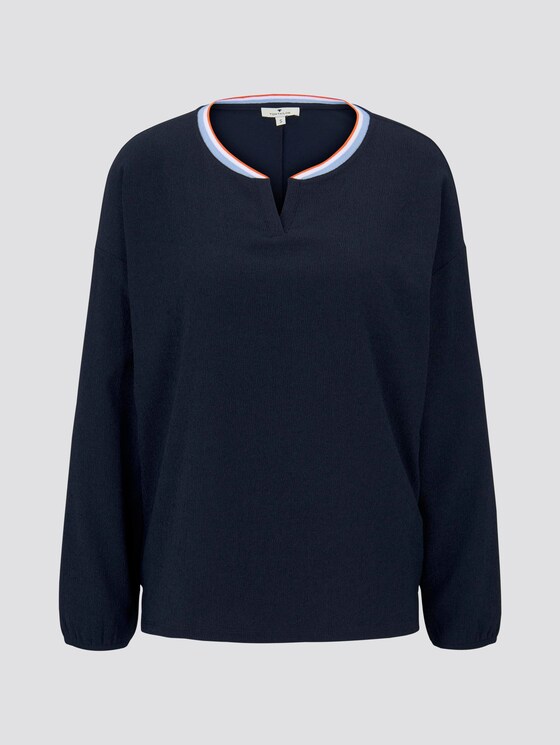 Langarmshirt im Materialmix - Frauen - Sky Captain Blue Langarmshirt im Materialmix - Frauen - Sky Captain Blue - 7 - TOM TAILOR