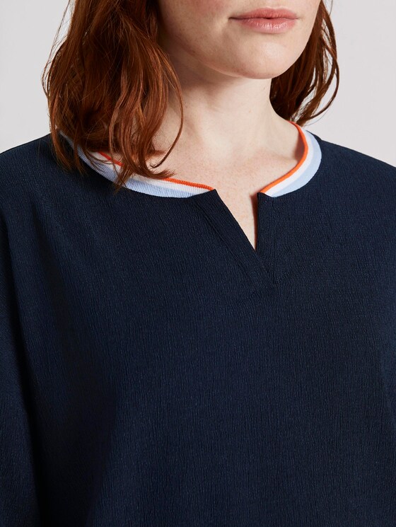 Langarmshirt im Materialmix - Frauen - Sky Captain Blue Langarmshirt im Materialmix - Frauen - Sky Captain Blue - 9 - TOM TAILOR