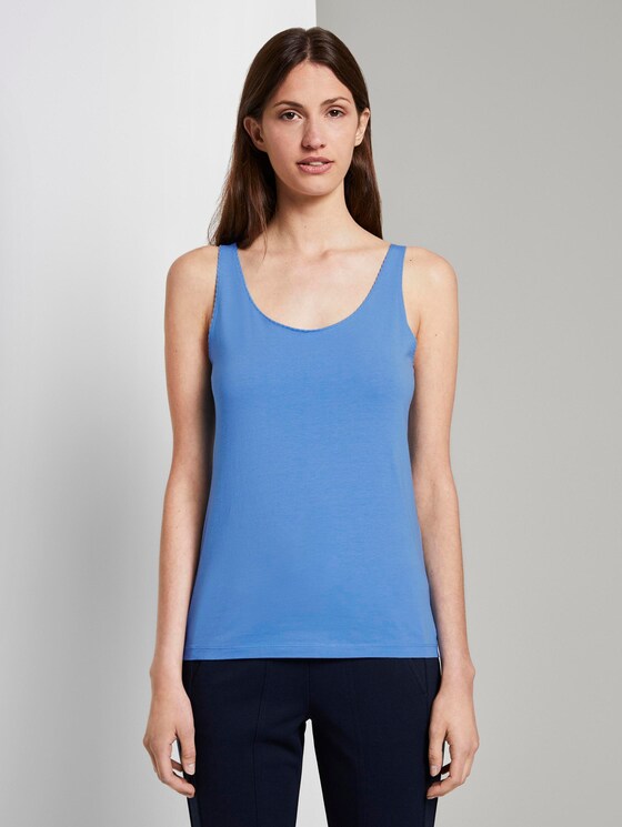 Top with a lace trim - Women - sea blue Top with a lace trim - Women - sea blue - 1 - TOM TAILOR