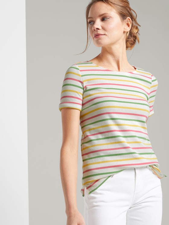 Buntes T-Shirt mit Streifen - Frauen - offwhite multicolor stripe Buntes T-Shirt mit Streifen - Frauen - offwhite multicolor stripe - 5 - TOM TAILOR