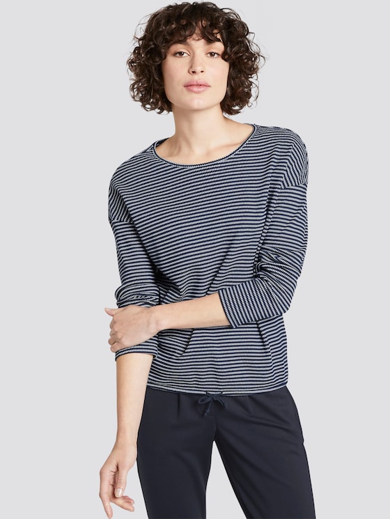 gestreiftes langarmshirt - Frauen - navy stripe structure gestreiftes langarmshirt - Frauen - navy stripe structure - 5 - TOM TAILOR