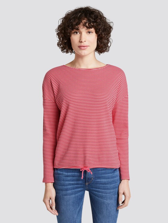 gestreiftes langarmshirt - Frauen - pink stripe structure gestreiftes langarmshirt - Frauen - pink stripe structure - 1 - TOM TAILOR