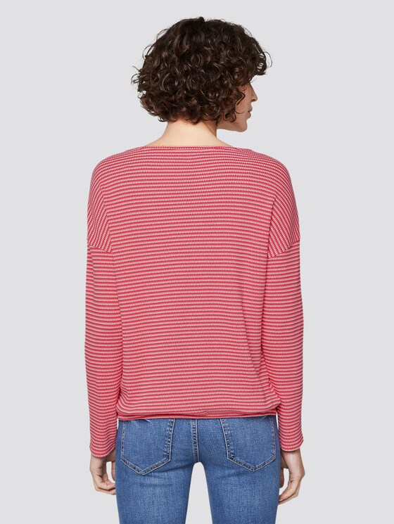 gestreiftes langarmshirt - Frauen - pink stripe structure gestreiftes langarmshirt - Frauen - pink stripe structure - 2 - TOM TAILOR