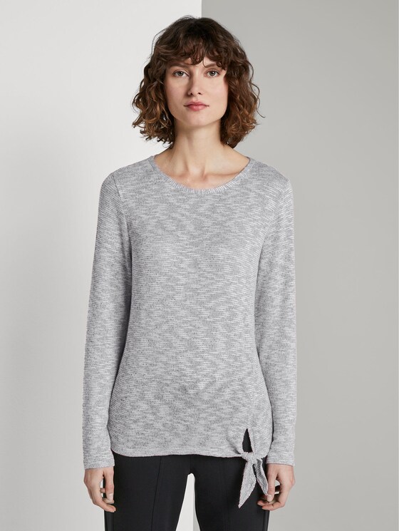 T-shirt mit Knotendetail - Frauen - Silver Grey Melange T-shirt mit Knotendetail - Frauen - Silver Grey Melange - 1 - TOM TAILOR