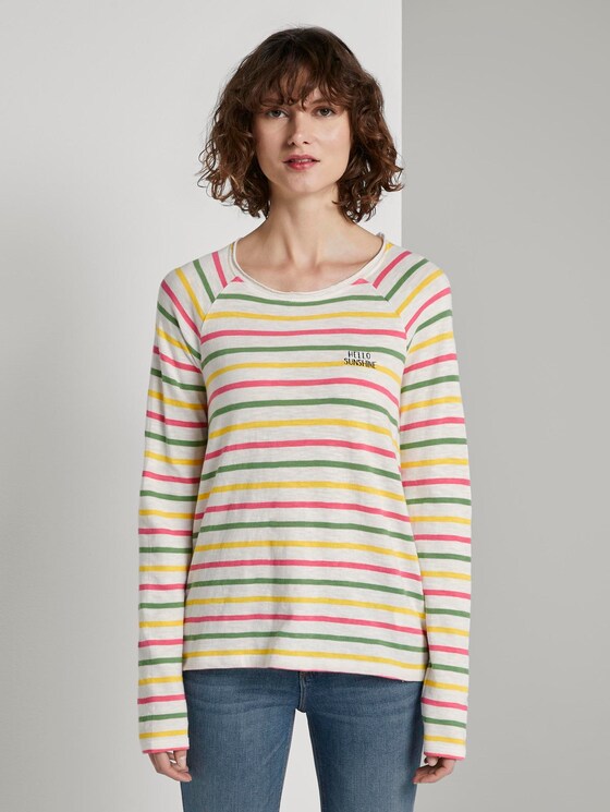 Gestreiftes Jersey Langarmshirt - Frauen - offwhite multicolor stripe Gestreiftes Jersey Langarmshirt - Frauen - offwhite multicolor stripe - 1 - TOM TAILOR