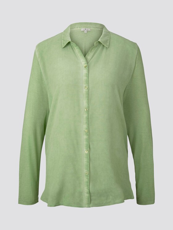 Blouse top with a decorative button tab - Women - sundried turf green Blouse top with a decorative button tab - Women - sundried turf green - 7 - TOM TAILOR