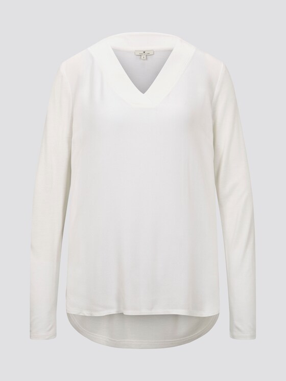 Blusenshirt mit V-Ausschnitt - Frauen - Whisper White Blusenshirt mit V-Ausschnitt - Frauen - Whisper White - 7 - TOM TAILOR