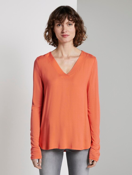 Blouse shirt met V-hals - Vrouwen - Fusion Coral Blouse shirt met V-hals - Vrouwen - Fusion Coral - 1 - TOM TAILOR