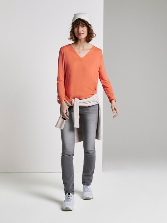 Blouse shirt met V-hals - Vrouwen - Fusion Coral Blouse shirt met V-hals - Vrouwen - Fusion Coral - 3 - TOM TAILOR