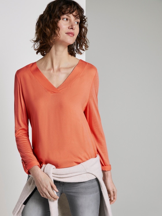 Blouse shirt met V-hals - Vrouwen - Fusion Coral Blouse shirt met V-hals - Vrouwen - Fusion Coral - 5 - TOM TAILOR