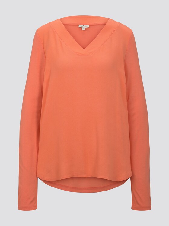 Blouse shirt met V-hals - Vrouwen - Fusion Coral Blouse shirt met V-hals - Vrouwen - Fusion Coral - 7 - TOM TAILOR