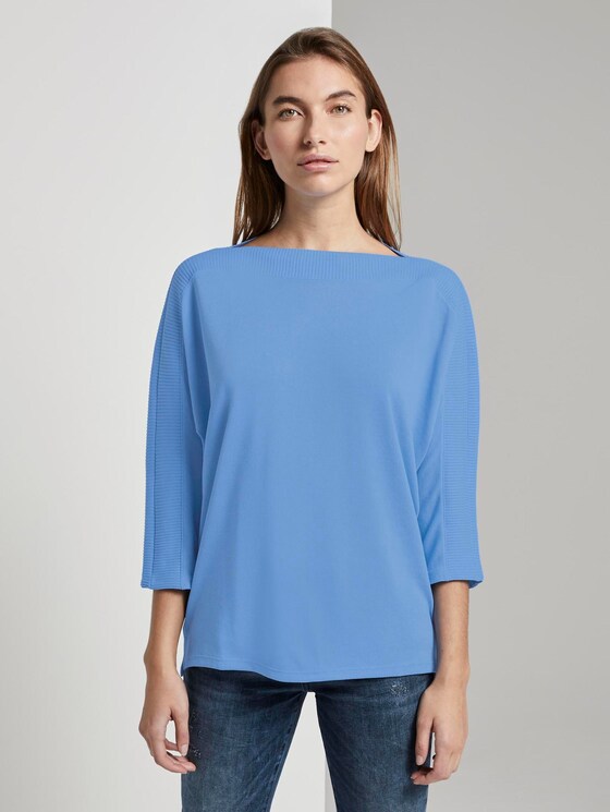 T-Shirt mit U-Boot-Ausschnitt - Frauen - sea blue T-Shirt mit U-Boot-Ausschnitt - Frauen - sea blue - 1 - TOM TAILOR