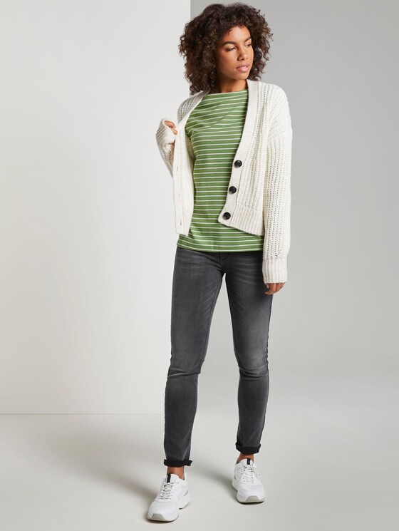 Gestreiftes Ottoman Sweatshirt - Frauen - green horizontal stripe Gestreiftes Ottoman Sweatshirt - Frauen - green horizontal stripe - 3 - TOM TAILOR