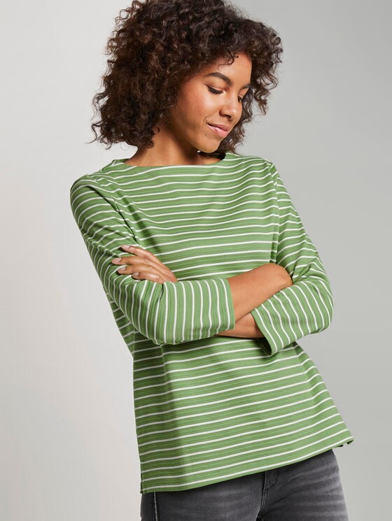 Gestreiftes Ottoman Sweatshirt - Frauen - green horizontal stripe Gestreiftes Ottoman Sweatshirt - Frauen - green horizontal stripe - 5 - TOM TAILOR