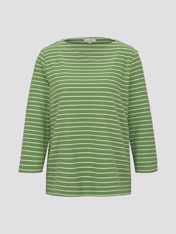 Gestreiftes Ottoman Sweatshirt - Frauen - green horizontal stripe Gestreiftes Ottoman Sweatshirt - Frauen - green horizontal stripe - 7 - TOM TAILOR