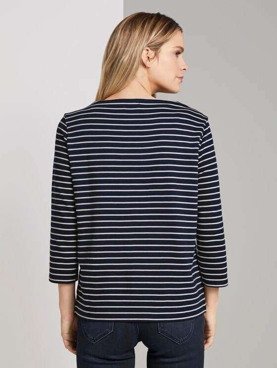 Gestreiftes Ottoman Sweatshirt - Frauen - navy horizontal stripe Gestreiftes Ottoman Sweatshirt - Frauen - navy horizontal stripe - 2 - TOM TAILOR
