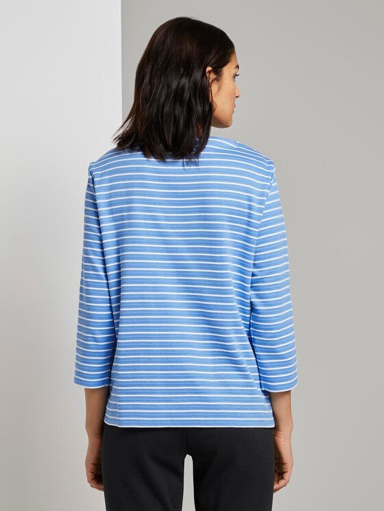 Gestreiftes Ottoman Sweatshirt - Frauen - bleu offwhite stripe Gestreiftes Ottoman Sweatshirt - Frauen - bleu offwhite stripe - 2 - TOM TAILOR