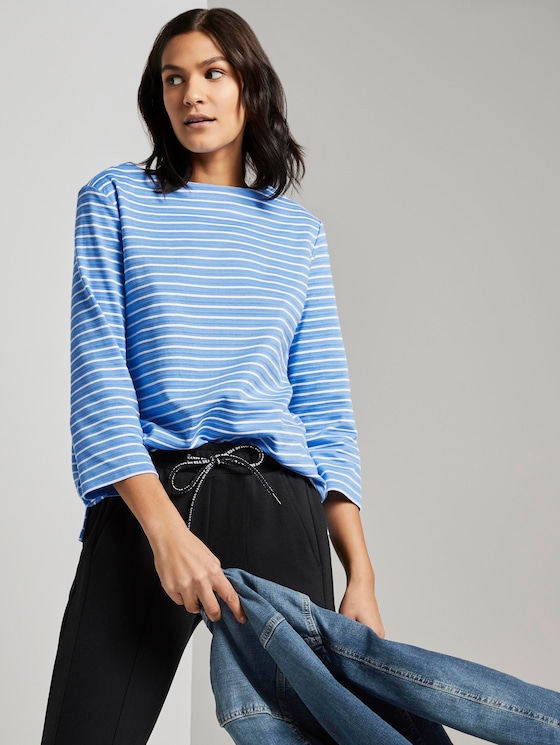 Gestreiftes Ottoman Sweatshirt - Frauen - bleu offwhite stripe Gestreiftes Ottoman Sweatshirt - Frauen - bleu offwhite stripe - 5 - TOM TAILOR