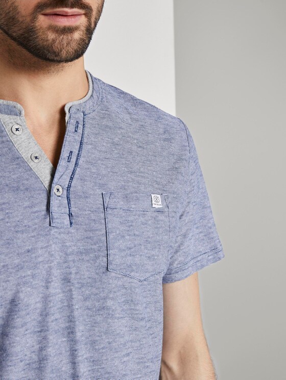 Henley T-Shirt - Mannen - estate blue yarndye stripe Henley T-Shirt - Mannen - estate blue yarndye stripe - 9 - TOM TAILOR