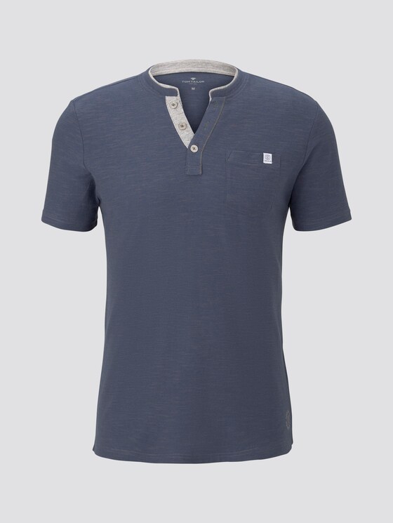 Gestreiftes Henley-T-Shirt - Männer - cyber grey yarndye stripe Gestreiftes Henley-T-Shirt - Männer - cyber grey yarndye stripe - 7 - TOM TAILOR