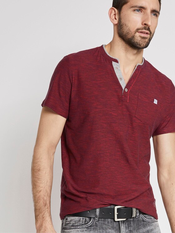Gestreiftes Henley-T-Shirt - Männer - red navy stripe Gestreiftes Henley-T-Shirt - Männer - red navy stripe - 5 - TOM TAILOR