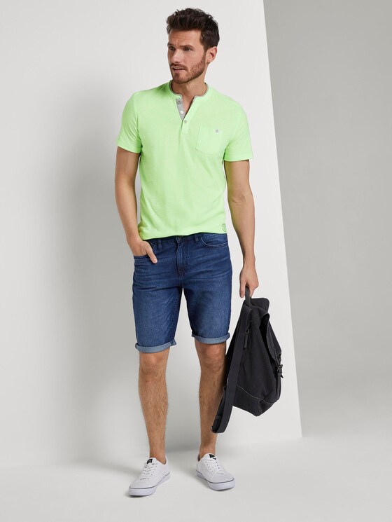 Gestreiftes Henley-T-Shirt - Männer - neon green white fine stripe Gestreiftes Henley-T-Shirt - Männer - neon green white fine stripe - 3 - TOM TAILOR